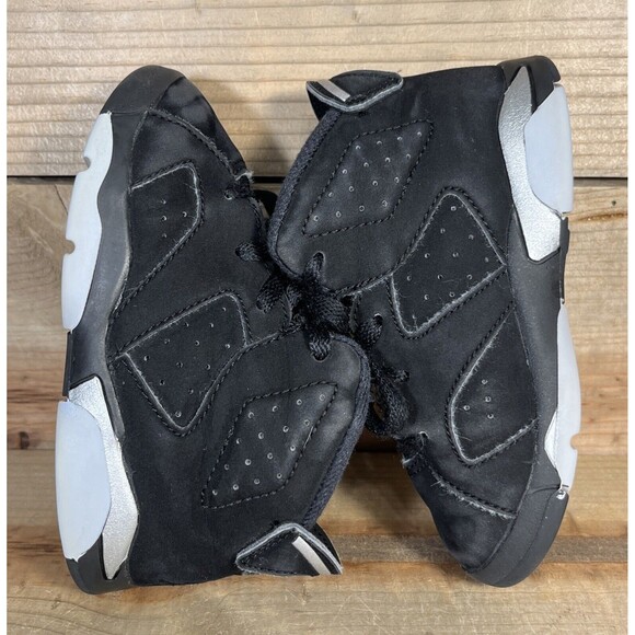 RARE Size 7C - Nike Air Jordan 6 (TD) “Chrome Metallic Silver” Shoes DX6179-001 - Picture 6 of 12